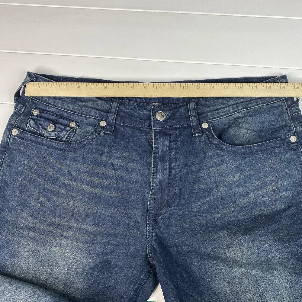 TRUE RELIGION Geno Relaxed Slim Jeans Men's Size 40x31‎ Dark Wash Denim (Flaw)